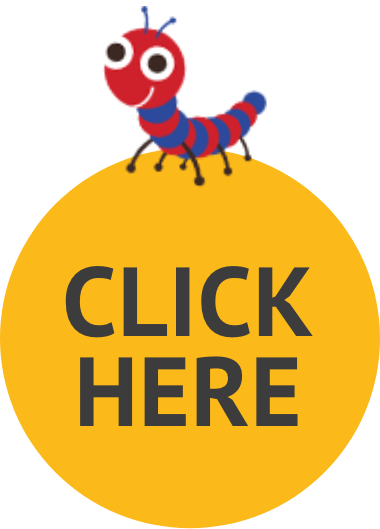 red and blue cartoon worm on yellow button that reads enroll now nci accepted